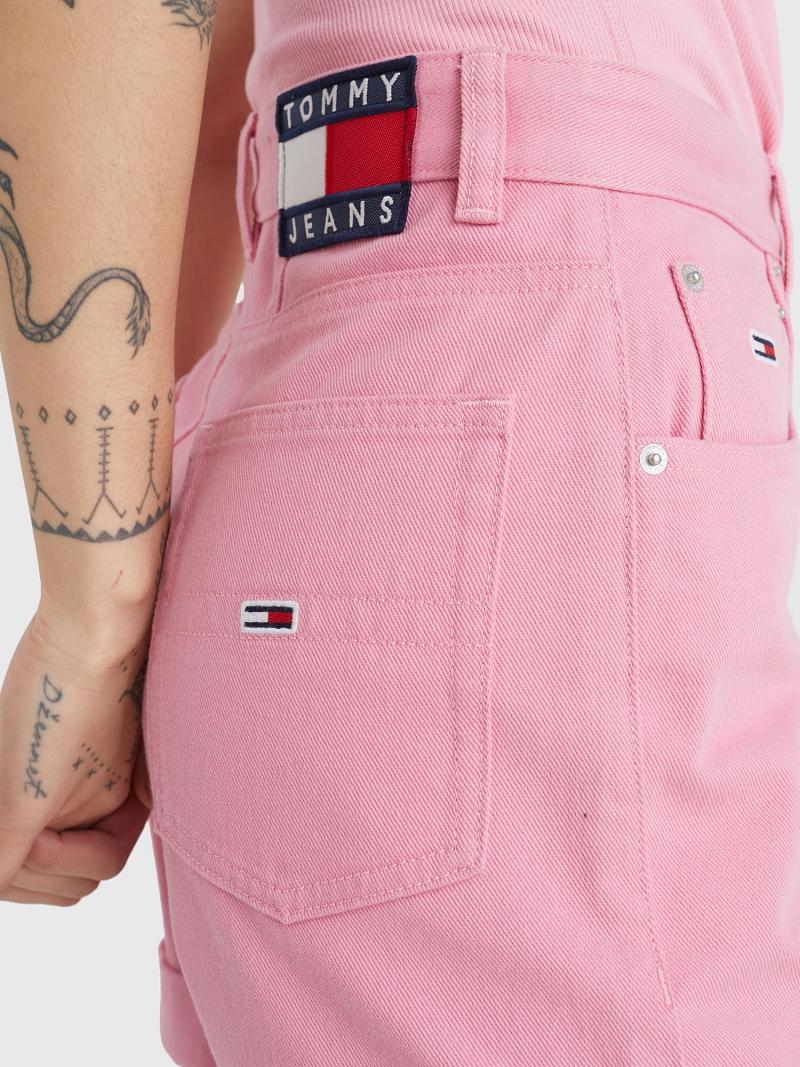 Női Tommy Hilfiger Skinny Fit Mom Rövidnadrág Rózsaszín | HU 313SGL